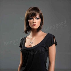NAWOMI Short Capless 100% Kanekalon Synthetic Hair Wig Bobo Straight Dark Brown Natural Smooth