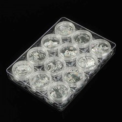Nail Art Set Glitter Silver Sequins Sheets Tips Manicure 3D Decoration Set