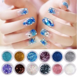 Nails Art Powder Glitter Mixed Sequins Decoration DIY Decoration 12 Boxes/Set