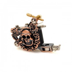 OCOOCOO K100 Low Noise Skull Metal Tattoo Machine Gun 10 Warps Coils 7000-9000 R/Minute Purple Bronze