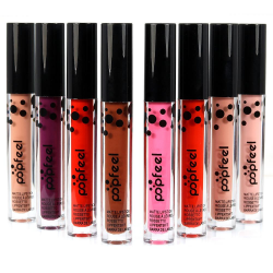 POPFEEL Lip Gloss Matte Lipstick Natural Makeup Water Kiss Proof Liquid Cosmetics