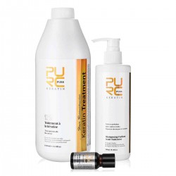 PURE Brazilian Keratin Treatment 5% 1000ml Hair Repair+Purifying Shampoo 300ml