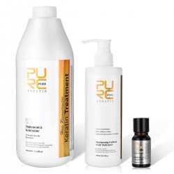 PURE Brazilian Keratin Treatment 5% 1000ml Hair Repair+Purifying Shampoo 300ml