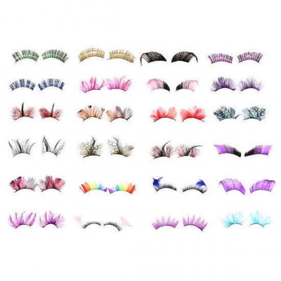 Party Fancy Long Feather Girl Makeup False Fake Eyelashes
