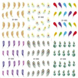 Peacock Feather Nail Art Water Transfers Decals Stickers
