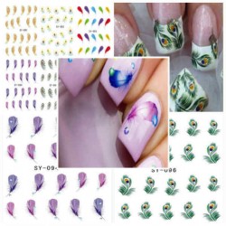Peacock Feather Nail Art Water Transfers Decals Stickers