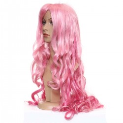 Pink Long Wavy Bangs Cosplay High-temperature Fiber Wig With Cap