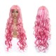 Pink Long Wavy Bangs Cosplay High-temperature Fiber Wig With Cap