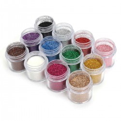 Pink Purple Nail Art Acrylic Glitter Powder Dust Tips Eyeshadow Body Face Decoration Tool 12 Colors