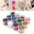 Pink Purple Nail Art Acrylic Glitter Powder Dust Tips Eyeshadow Body Face Decoration Tool 12 Colors