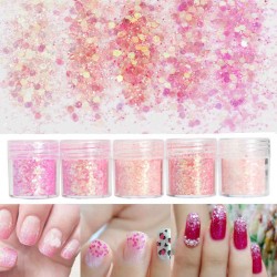 Pink Shining Mixed Glitter Powder Sequins Nail Art Decoration Dust Rose Red Mermaid Effect Ornaments