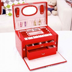 Portable Makeup Cosmetic Case Jewelry Box Mirror Storage Display Beauty Travel