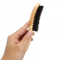 Portable Men Boar Bristle Beard Brush Facial Hair Shaving Brush Long Bamboo Handle