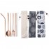 Portable Reusable Stainless Steel Coffee Tea Milk Drinking Straw Cleaning Brush Fork Spoon Box Set