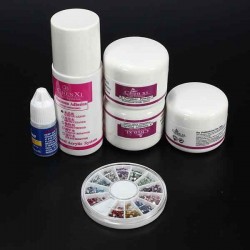 Pro Glitter Acrylic Powder Brush Tweezer Primer Nail Art Tips Kit Set