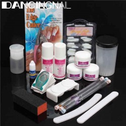 Professional Acrylic Nail Art Manicure kit False Tips Cutter Sanding Nails Files Tool Set