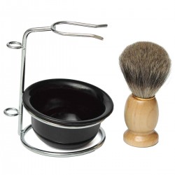 Professional Badger Hair Shaving Brush Black Bowl Stainless Steel Stand Shaving Kits