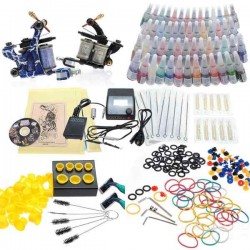 Professional Tattoo Kit 2 Machines Gun 54 Color Inks 20 Needles