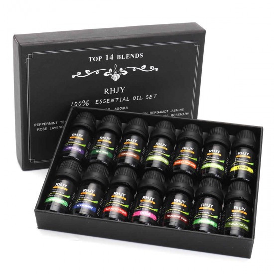 RHJY 14pcs 100% Pure Natural Aromatherapy Essential Oil Therapeutic Plant Aroma Diffuser 10ml RHJY 14pcs 100% Pure Natural Aromatherapy Essential Oil Therapeutic Plant Aroma Diffuser 10ml