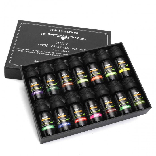 RHJY 14pcs 100% Pure Natural Aromatherapy Essential Oil Therapeutic Plant Aroma Diffuser 10ml RHJY 14pcs 100% Pure Natural Aromatherapy Essential Oil Therapeutic Plant Aroma Diffuser 10ml