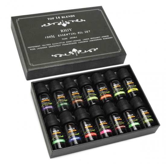 RHJY 14pcs 100% Pure Natural Aromatherapy Essential Oil Therapeutic Plant Aroma Diffuser 10ml RHJY 14pcs 100% Pure Natural Aromatherapy Essential Oil Therapeutic Plant Aroma Diffuser 10ml