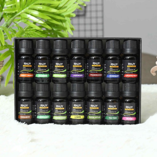 RHJY 14pcs 100% Pure Natural Aromatherapy Essential Oil Therapeutic Plant Aroma Diffuser 10ml RHJY 14pcs 100% Pure Natural Aromatherapy Essential Oil Therapeutic Plant Aroma Diffuser 10ml
