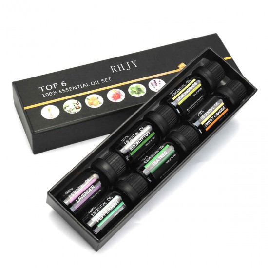 RHJY 6Pcs/Set 10ml Pure Natural Aromatherapy Essential Oils Therapeutic Plant RHJY 6Pcs/Set 10ml Pure Natural Aromatherapy Essential Oils Therapeutic Plant