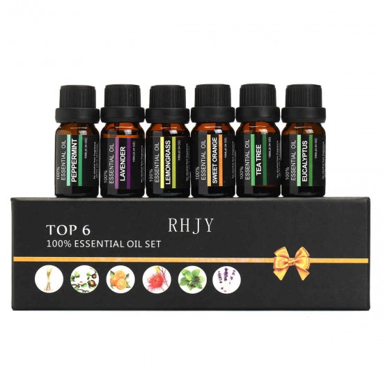 RHJY 6Pcs/Set 10ml Pure Natural Aromatherapy Essential Oils Therapeutic Plant RHJY 6Pcs/Set 10ml Pure Natural Aromatherapy Essential Oils Therapeutic Plant