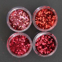Red Nail Art Glitter Powder Sequins Decoration Tips 3D Mixed Dust