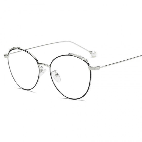 Retro Literary Optical Glasses Feather Round Glasses Frame Pearl Legs Ladies Eyeglasses Eye Care