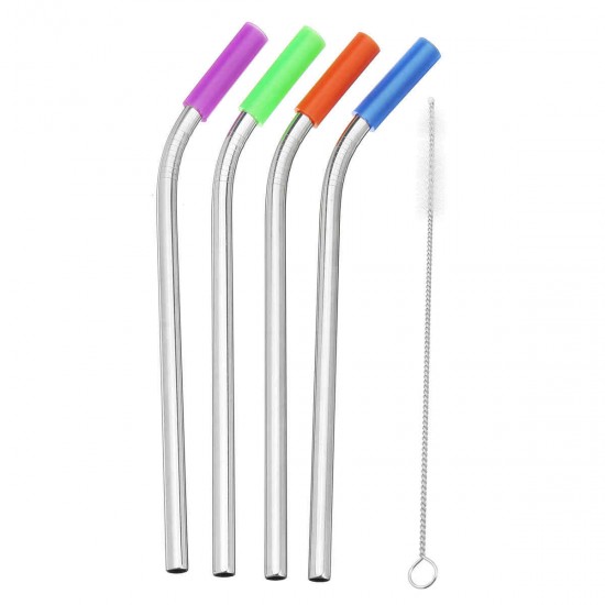 Reusable 5pcs Stainless Steel Colorful Curved Straw Brush Reusable Tools Reusable 5pcs Stainless Steel Colorful Curved Straw Brush Reusable Tools