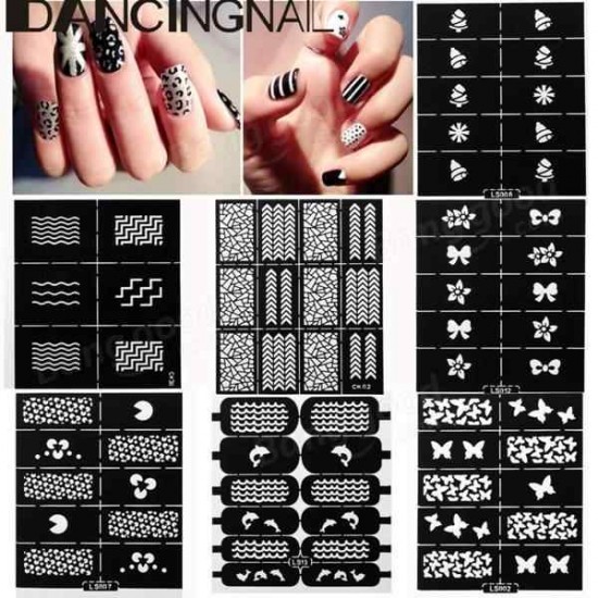 Reusable Hollow Stamping Nail Art Template Stencil Sticker Decoration Reusable Hollow Stamping Nail Art Template Stencil Sticker Decoration
