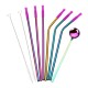 Reusable Silicone Tips Cover Stainless Steel Straight Straw Cruved Drink Straws Spoon with Cleaning Brushes Reusable Silicone Tips Cover Stainless Steel Straight Straw Cruved Drink Straws Spoon with Cleaning Brushes
