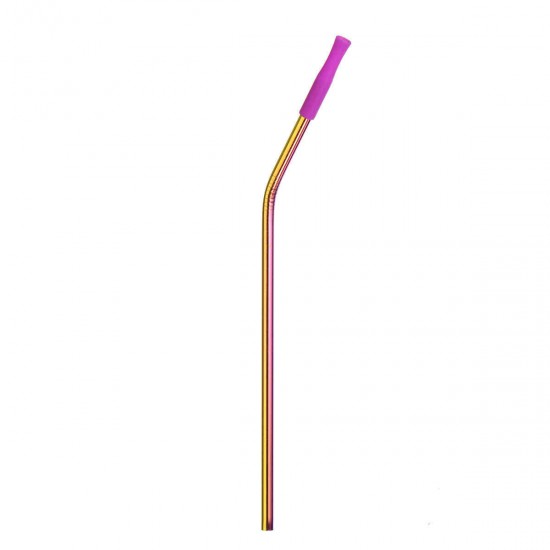 Reusable Silicone Tips Cover Stainless Steel Straight Straw Cruved Drink Straws Spoon with Cleaning Brushes Reusable Silicone Tips Cover Stainless Steel Straight Straw Cruved Drink Straws Spoon with Cleaning Brushes