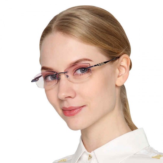 SHUAIDI® Diamond Trim High-end Reading Glasses Fashion Ladies Purple Frameless 118