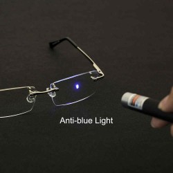 SHUAIDI® Rimless Men Glasses Anti Blue Rays Radiation Computer Optical Resin Clear Transparent Lens Frameless Eyeglasses with Case