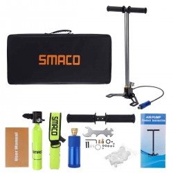 SMACO 0.5L Diving Scuba Cylinder Oxygen Respirator Tank + Inflator Pump + Bag Set