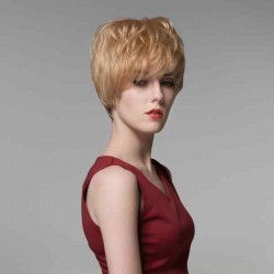 Short Side Full Bang Real Virgin Human Hair Wig Capless Remy Mono Top 12 Colors