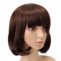 Short Wavy Curly Bangs Wig Hair Costume Cosplay Synthetic Full Wigs Cute High-temperature Fiber