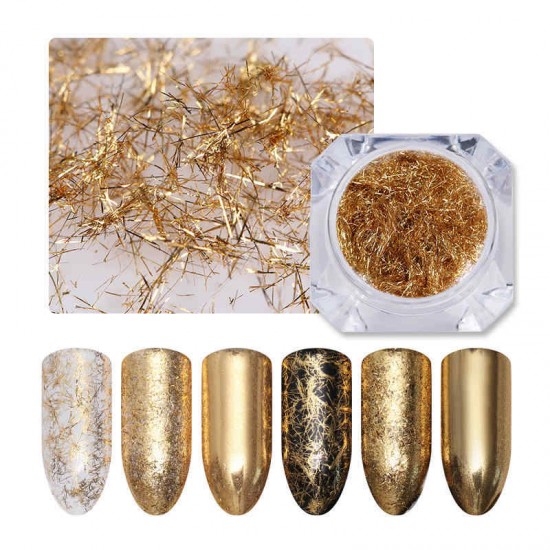Silver Gold Thread Nail Decoration Shimmer Glitter Nail Art DIY Decoration