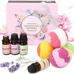Skymore Top 8 Essential Oil with Bath Bomb Set for Spa Aromatherapy