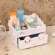 Smiling Face Cute Wooden White Makeup Organizer Neat Table Collecting Case Cosmetics Tools Smiling Face Cute Wooden White Makeup Organizer Neat Table Collecting Case Cosmetics Tools