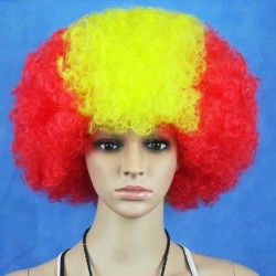 Spain National Flag World Cup Fans Synthetic Cosplay Party Wigs