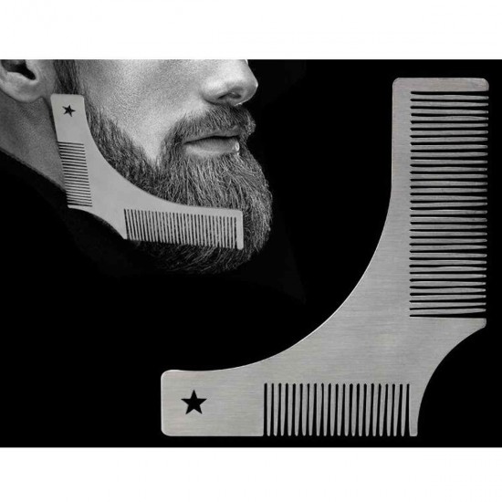 Stainless Steel Beard Styling Shaping Template Comb Tool for Perfect Lines&Symmetry Beard Comb Stainless Steel Beard Styling Shaping Template Comb Tool for Perfect Lines&Symmetry Beard Comb