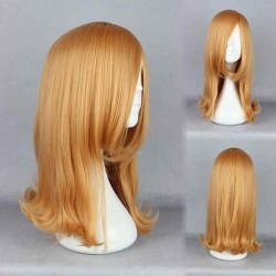 Synthetic Fiber High-Temperature Resistanc Elegant Cosplay Costume Wig Orange Straight Lady Charming