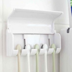 Toothbrush Holder Automatic Toothpaste Dispenser Wall Mount Rack Bathroom Tools Set