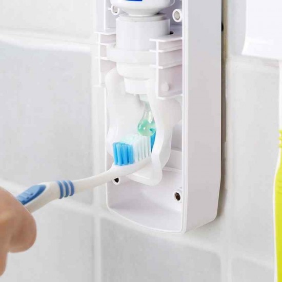 Toothbrush Holder Automatic Toothpaste Dispenser Wall Mount Rack Bathroom Tools Set Toothbrush Holder Automatic Toothpaste Dispenser Wall Mount Rack Bathroom Tools Set