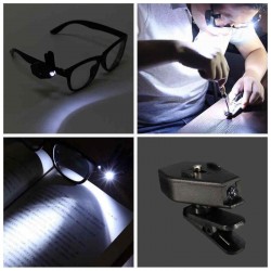 Universal Flexible Eyeglasses Mini LED Clip On Light Reading Glasses Repair Lamp
