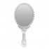 Vintage Repousse Oval Makeup Floral Mirror Hand Held Mirrors Silver Cosmetic