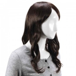 Virgin Remy Medium Brown Side Bang Long Capless Mono Top Human Hair Wig